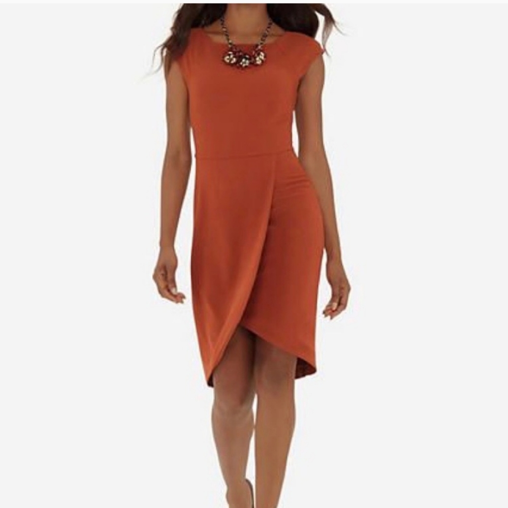The limited work dress in orange with split in skirt, lined, size 2 tall